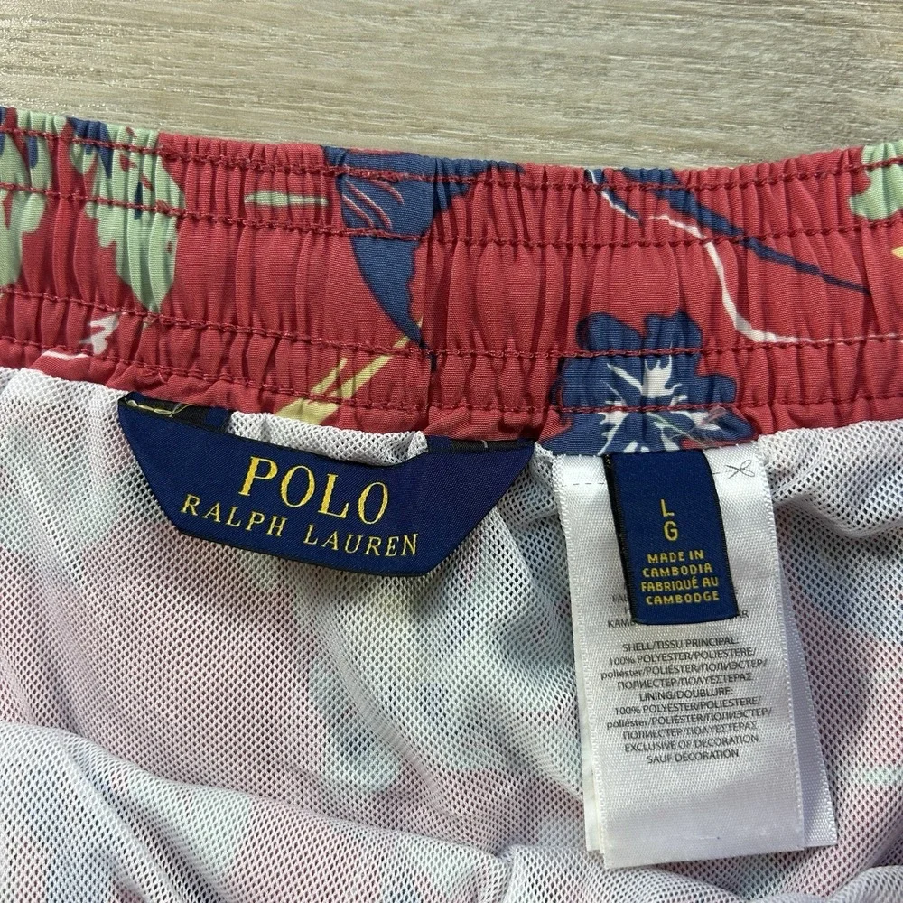 Polo Ralph Lauren Swim Trunks‎ Mens Large Red Floral Tropical Shorts Lined